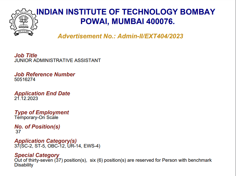 IIT Bombay Recruitment 2023: New Opportunity Out, Check Position